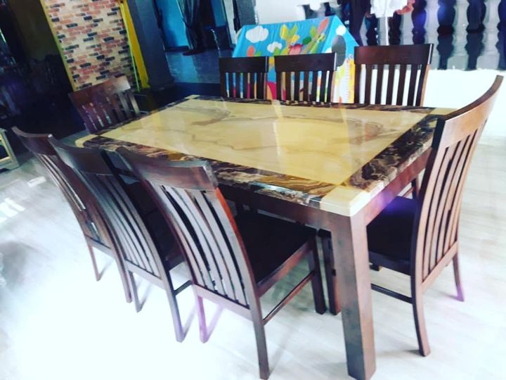 Selesai Hantar 1 Set Meja Makan Marble 8 