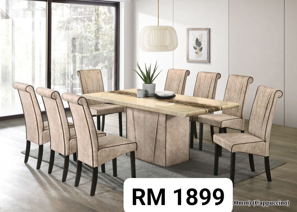 Set Meja Makan Marble 8 Kerusi 