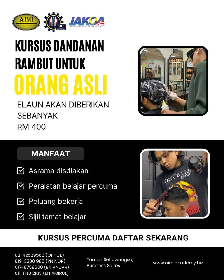 Kursus Dandanan Rambut Orang Asli Skm Tahap 2 