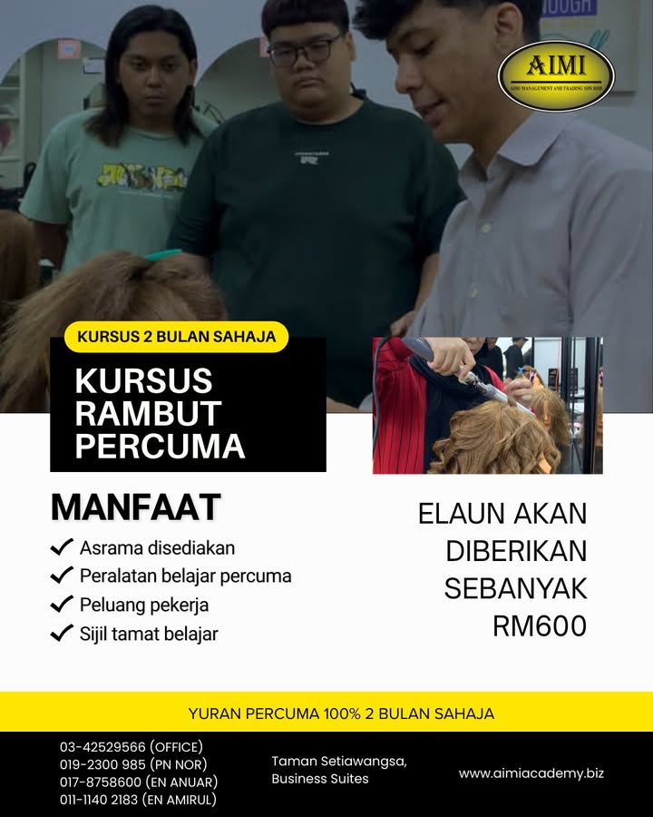 ✂️ Kursus Gunting & Dandanan Rambut – Percuma 