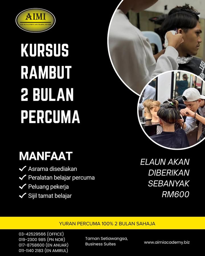 Kursus Gunting & Dandanan Rambut 