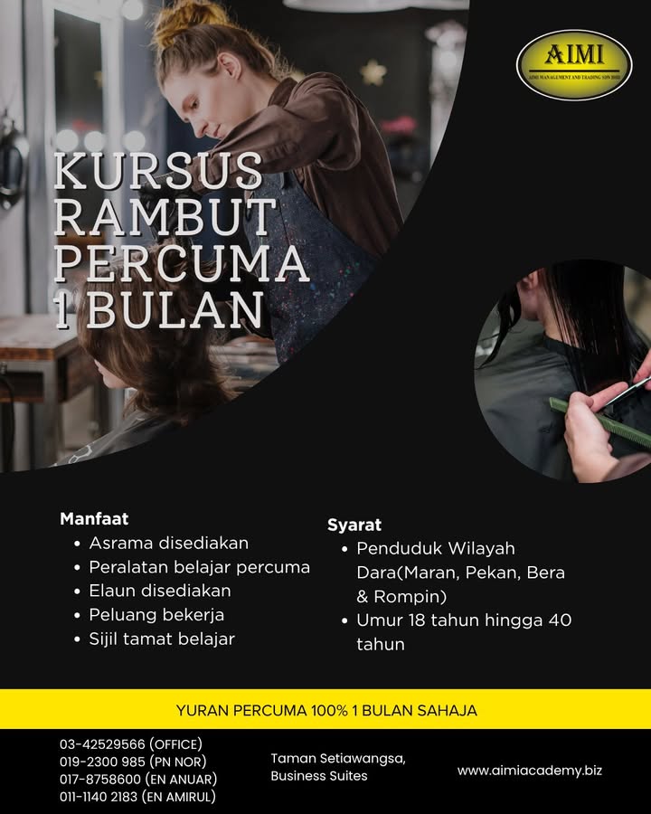 ✨ Kursus Dandanan Rambut Percuma ✨ 