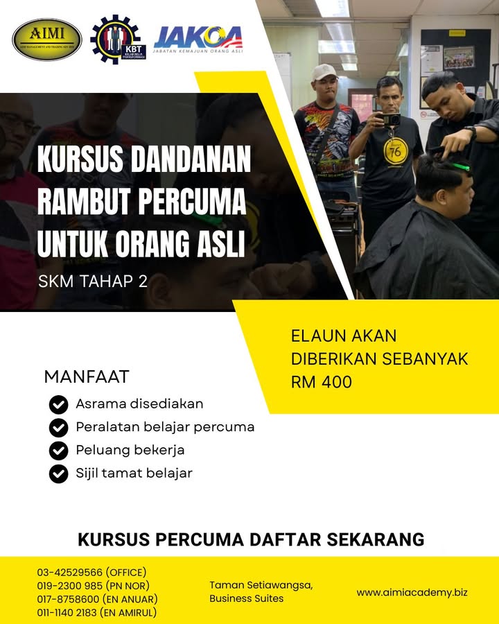 Kursus Dandanan Rambut Orang Asli 