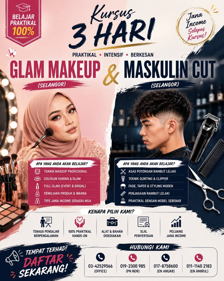 ✨ Kursus 3 Hari Glam Makeup (selangor) ✨ 