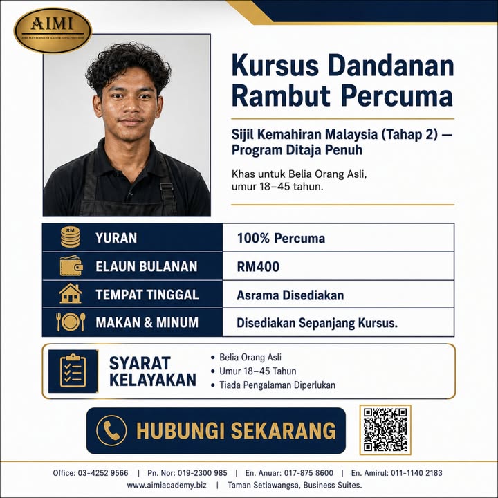 Kursus Dandanan Rambut Percuma. 