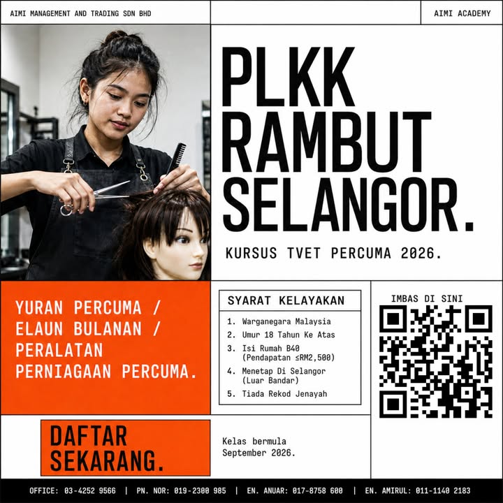 ✂️ Kursus Tvet Percuma Khas Untuk Isi Rumah 