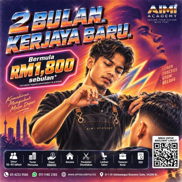 Nak Kerjaya Dalam Bidang Dandanan Rambut Dalam Masa 