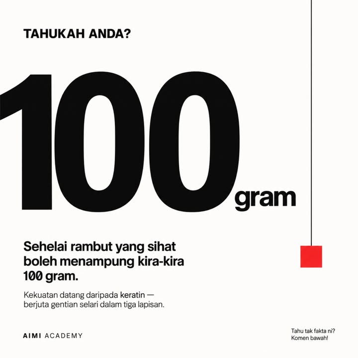 Tahukah Anda? Sehelai Rambut Yang Sihat Boleh Menampung 