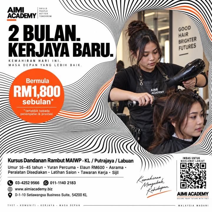 Nak Kerjaya Dalam Bidang Dandanan Rambut Dalam Masa 