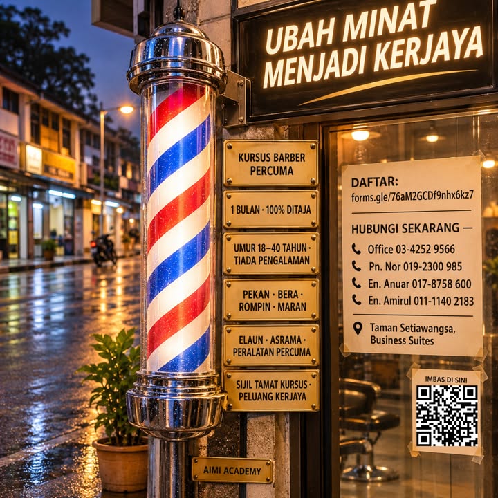 Lampu Pole Barber Dah Menyala, Kerjaya Anda Menanti. 