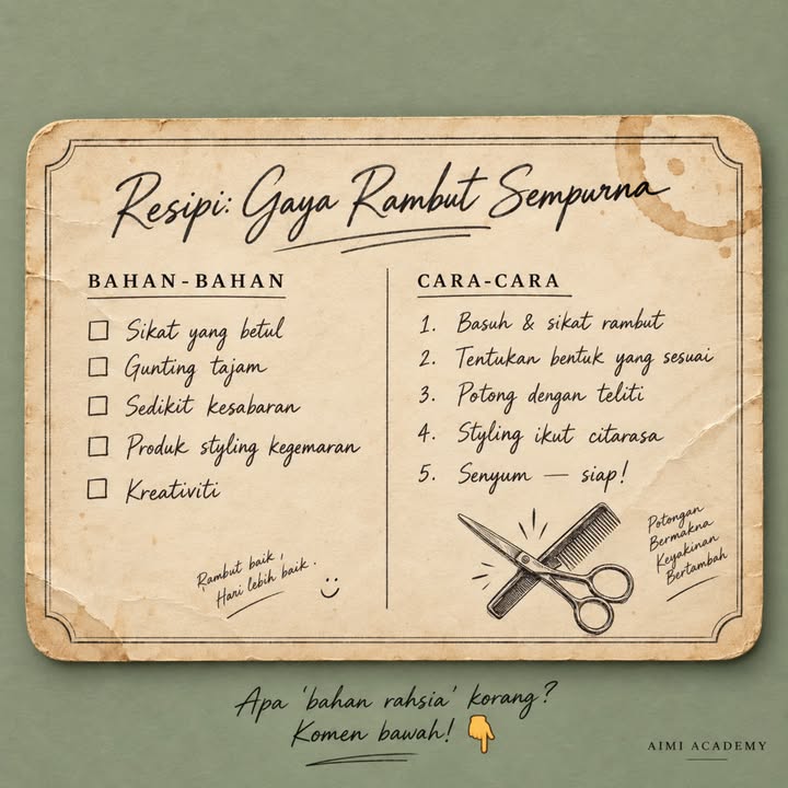 Resipi Untuk Gaya Rambut Sempurna Ada Dalam Poster 