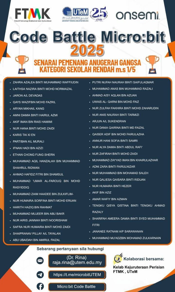 Pertandingan Code Battle Micro:bit Peringkat Kebangsaan 2025 Pertandingan Code Battle Micro:bit Peringkat Kebangsaan 2025