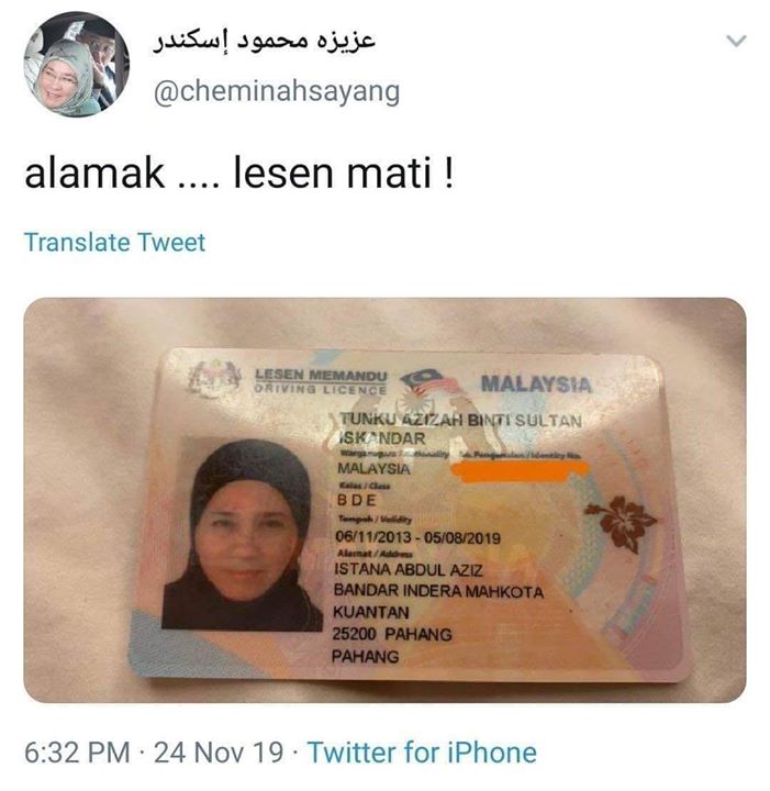 Jangan Lupa Perbaharui Lesen Anda Walaupun Agong Sekalipun 