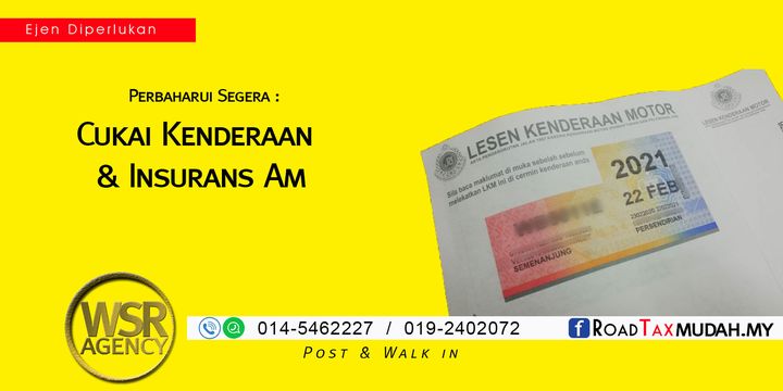 Perbaharui Cukai Kenderaan Anda Dengan Kami.  