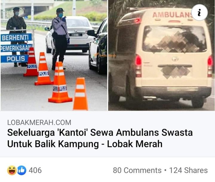 Sekeluarga \'kantoi\' Sewa Ambulan Swasta Untuk Balik Kampung. 
