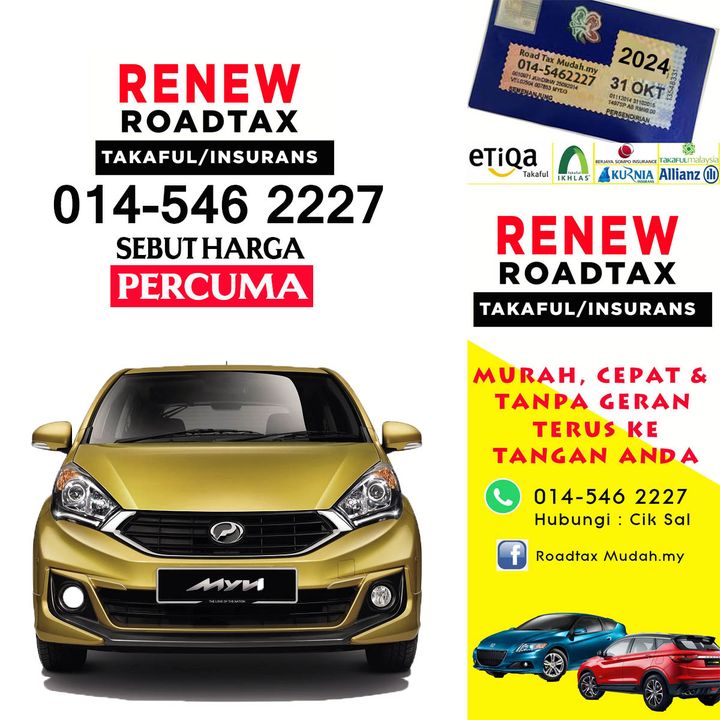 Renew Roadtax & Takaful Insurans Kenderaan Segera. Pantas 