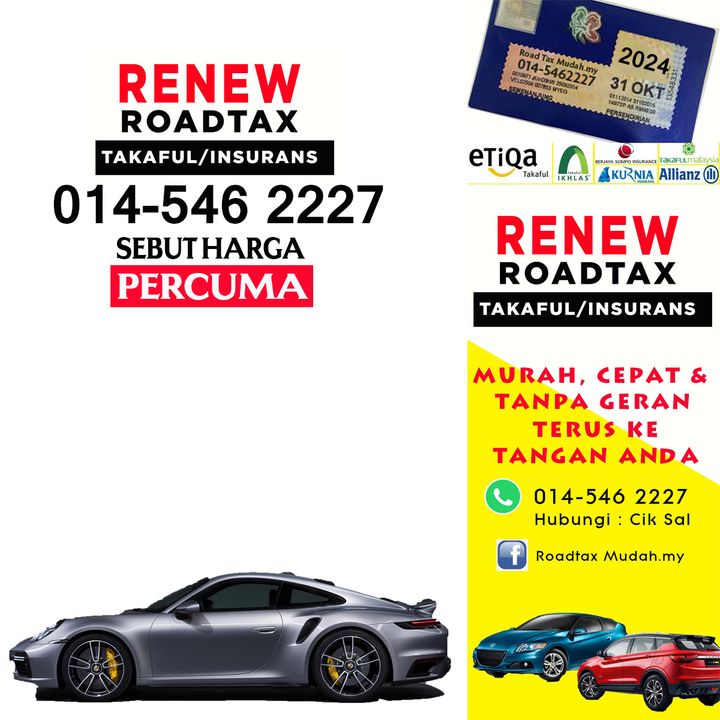 Renew Roadtax & Takaful Insurans Kenderaan Segera. Pantas 