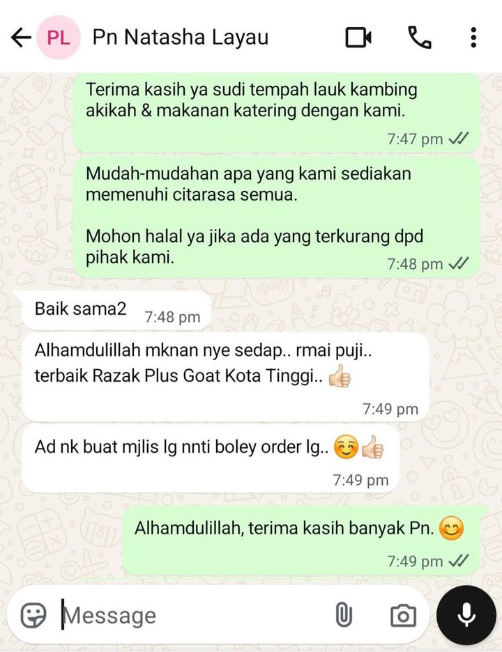 Tempahan: Majlis Akikah (150 Pax) 