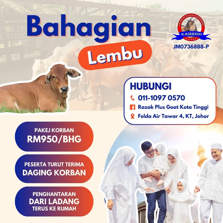 [pakej Korban 2026] 1 Bahagian Lembu Rm950 
