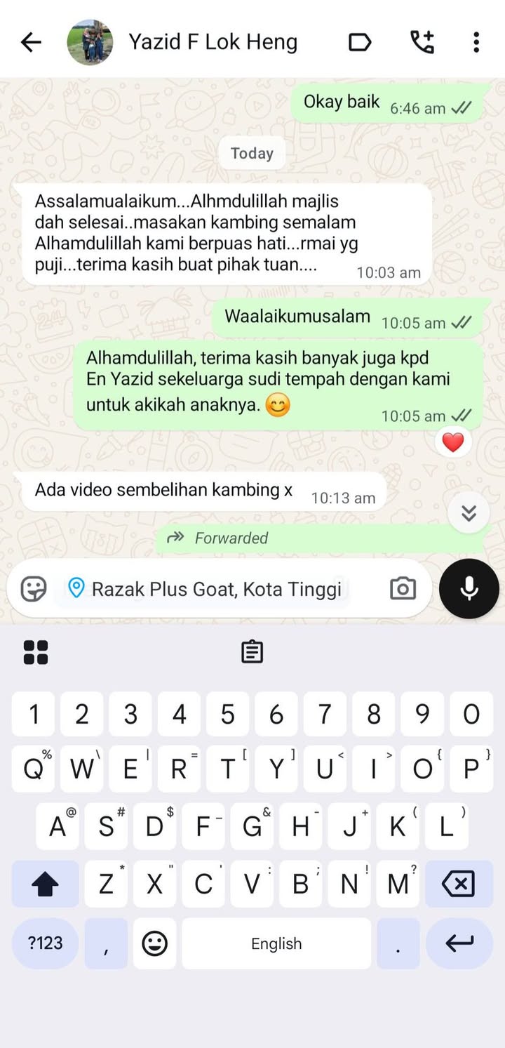 Tempahan: Majlis Akikah 