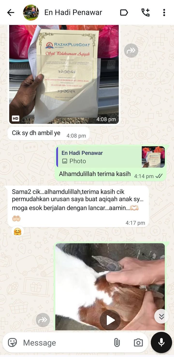 Tempahan: Kambing Akikah (mentah) 