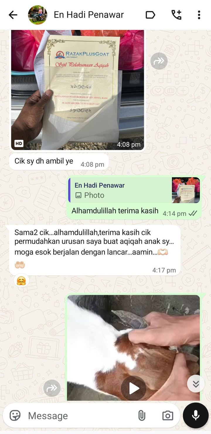 Tempahan: Kambing Akikah (mentah) 