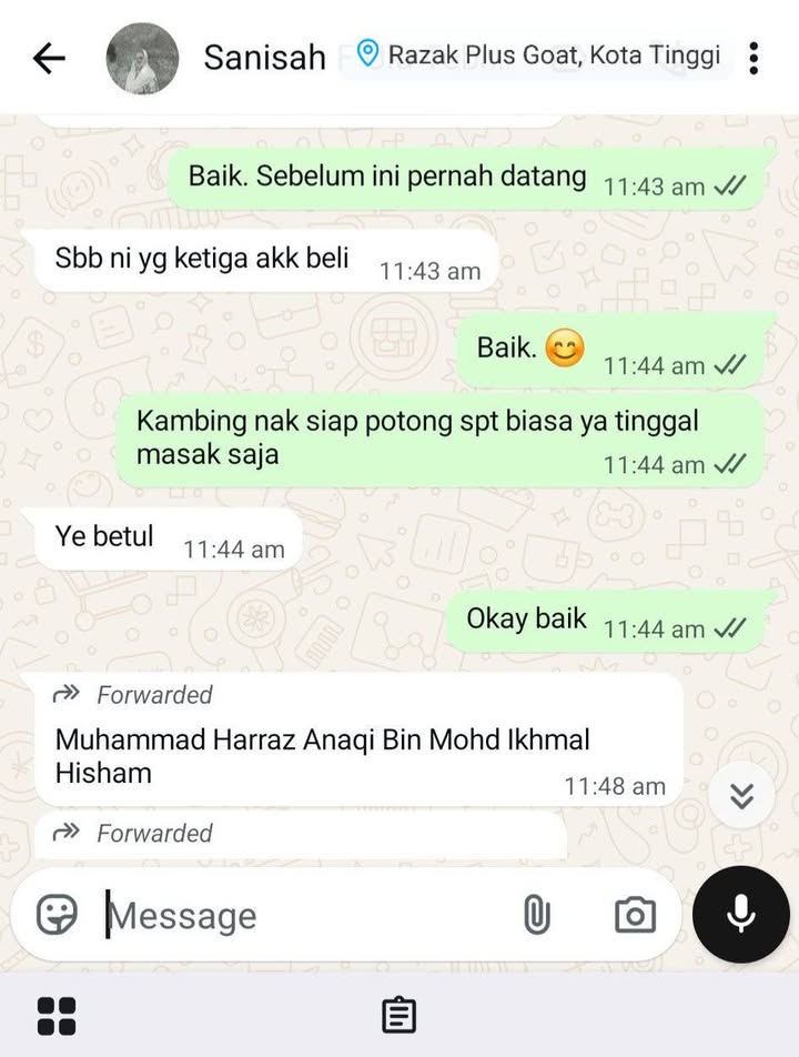 Tempahan: Kambing Akikah (mentah) 