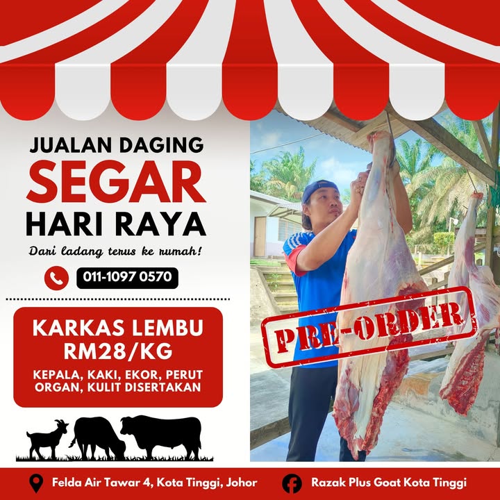 Kepada Penternak/penjual Daging Yang Nak Buat Jualan Raya 