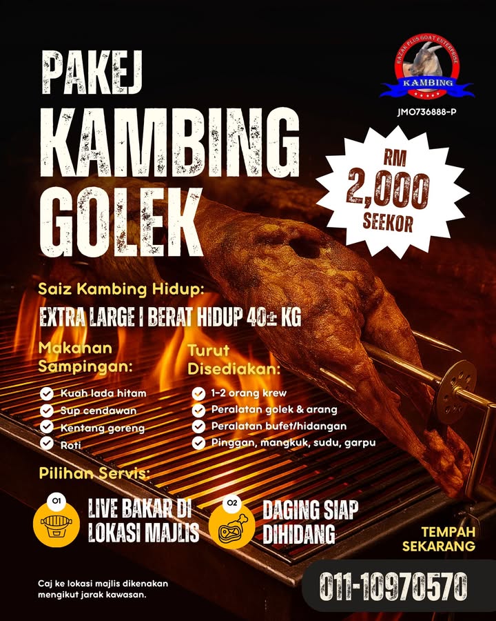 Pakej Kambing Golek: Fresh Dari Ladang Terus Ke 