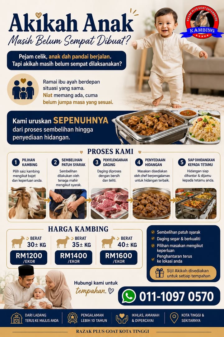 Kami Uruskan Sepenuhnya Akikah Anak Anda Dari Proses 