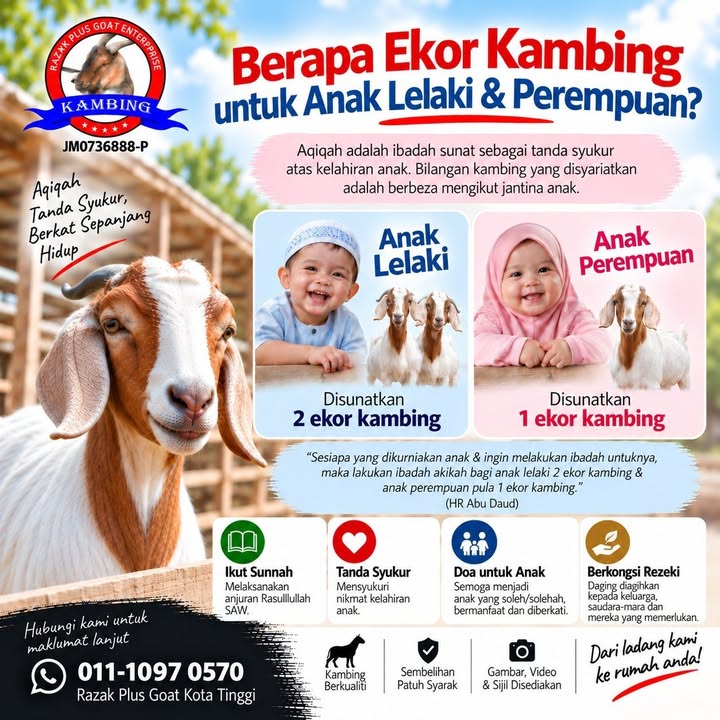 Anak Lelaki/perempuan, Berapa Ekor Kambing Untuk Akikah? 