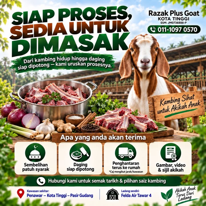 Daripada Kambing Hidup Sehinggalah Daging Siap Diproses, Kami 