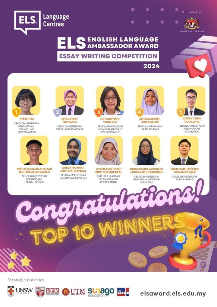 Els Ambassador Award Essay Competition 2024. Qudsy Insyirah 