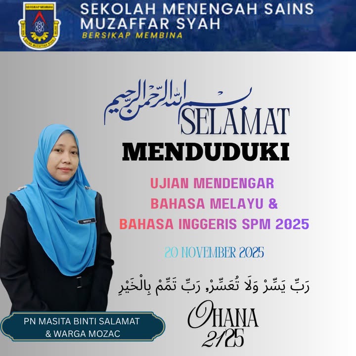 Selamat Menduduki Ujian Mendengar Bahasa Melayu & Bahasa 