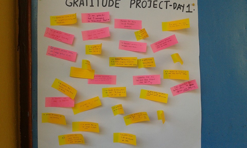 Gratitude Project @mozac....students Pen What They Are Grateful 
