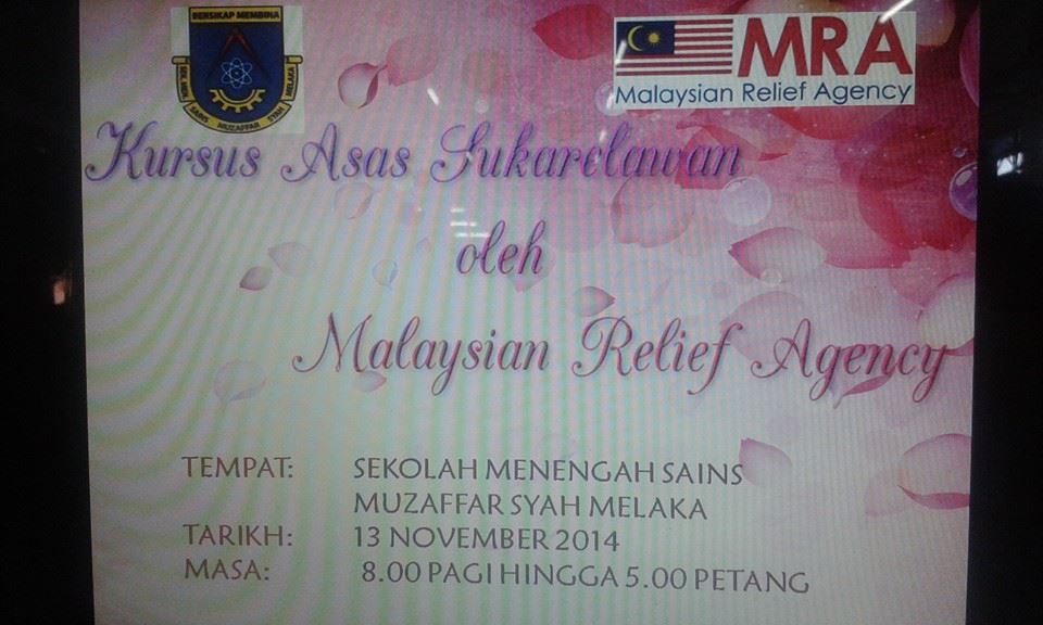 Kursus Asas Sukarelawan Bersama Malaysian Relief Agency Pada 