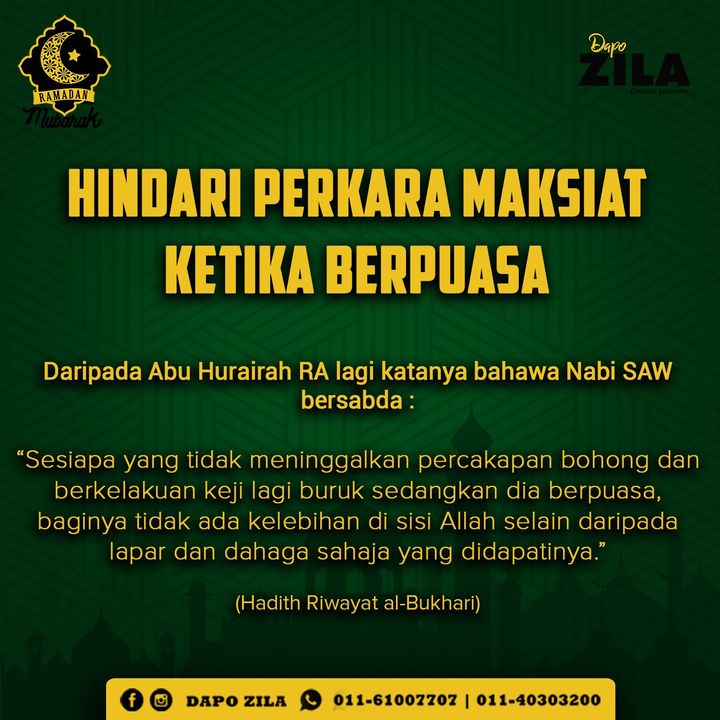 Hindari Perkara Maksiat Ketika Berpuasa 