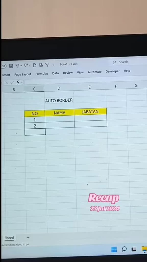 Recap Cara Autoborder Table 