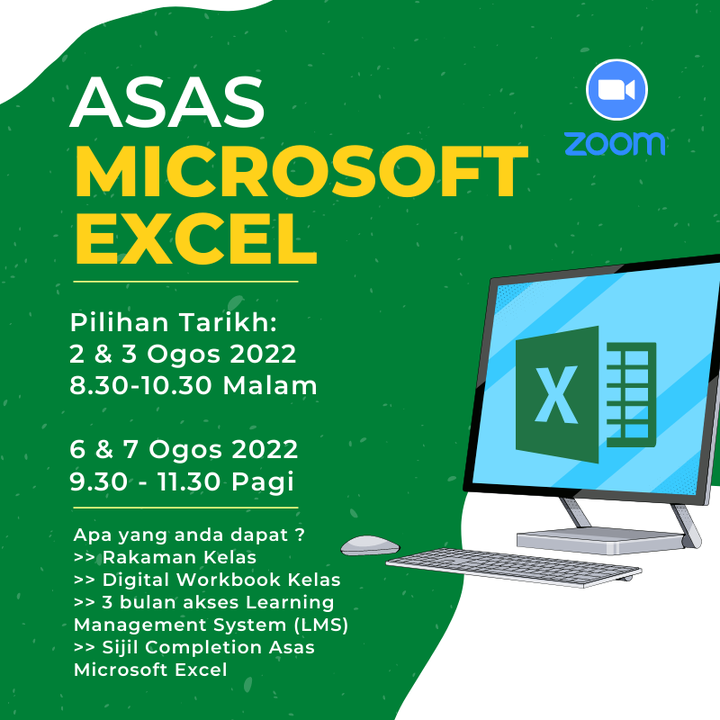 Malam Ini Akan Berlansung Kelas Asas Microsoft Excel 