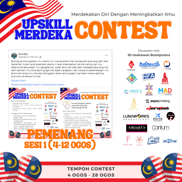 Tahniah Kepada Pemenang Minggu Pertama Merdeka Contest! 