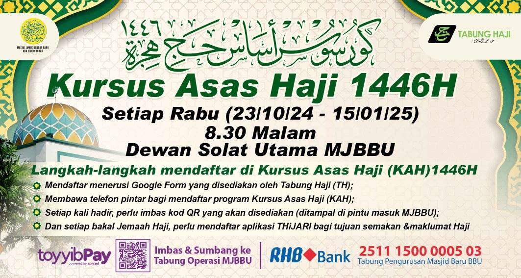 Malam Ini Akan Bersambung Kursus Asas Haji 1446h/2025 