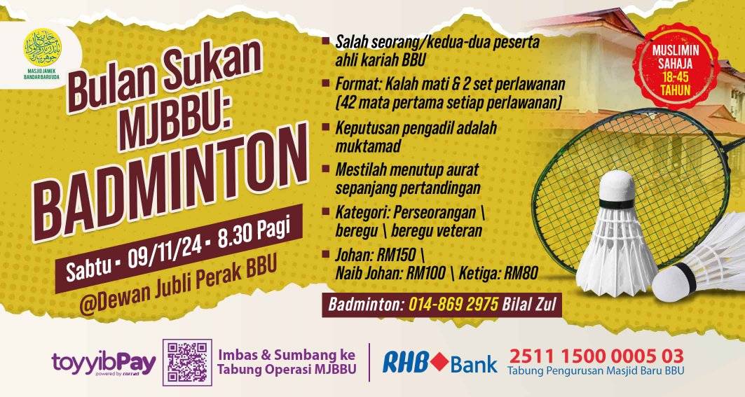 Mari Sertai Bulan Sukan Mjbbu: Badminton & Pingpong 