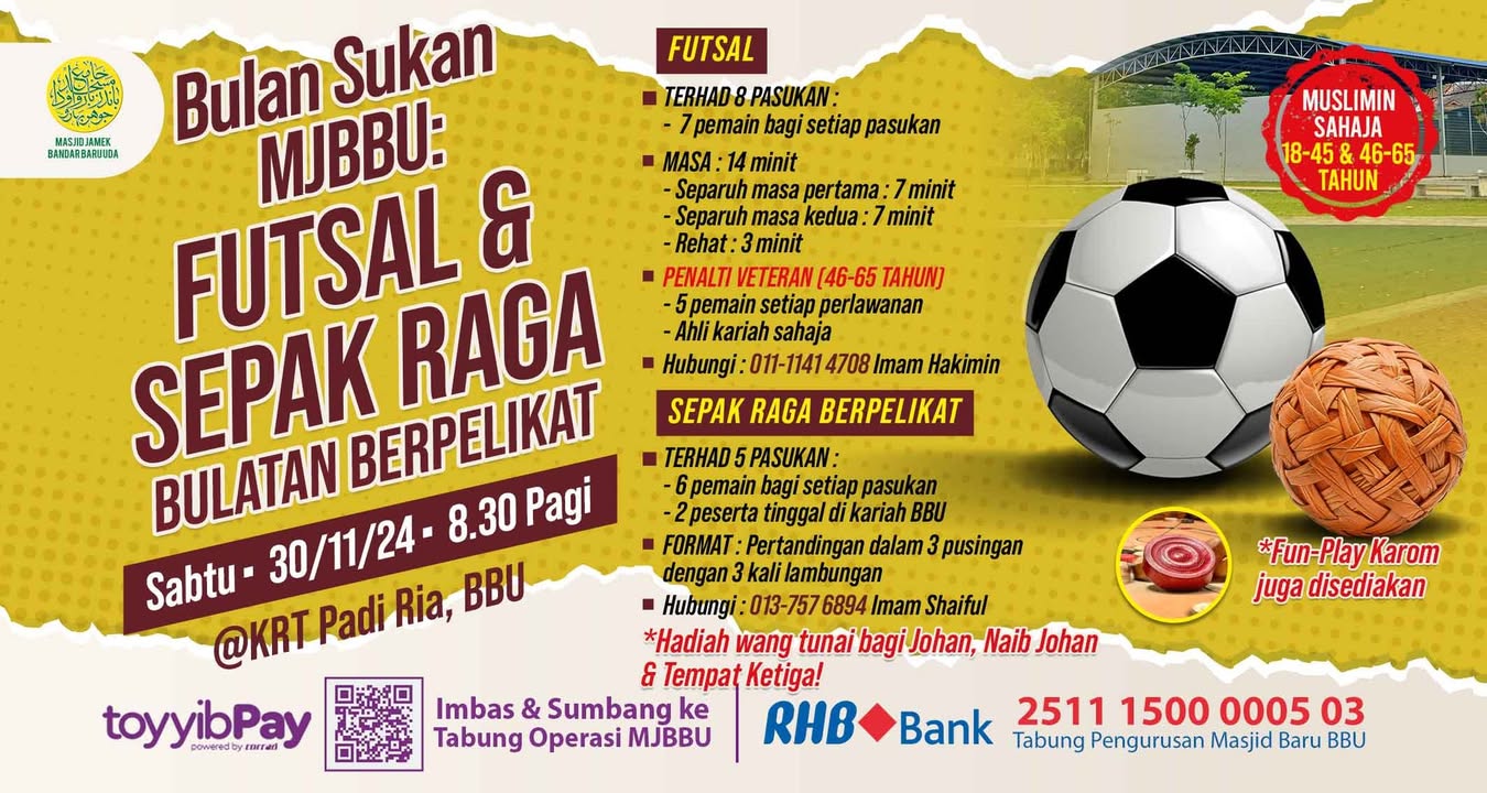 Mari Sertai Program Sukan Mjbbu Pada Sabtu (30/11/24). 