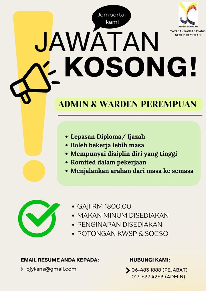 Jawatan Kosong Terbuka Kpd Yg Berminat 