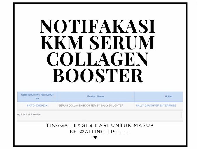 Not Kkm Untuk Serum Ca (collagen Booster) 