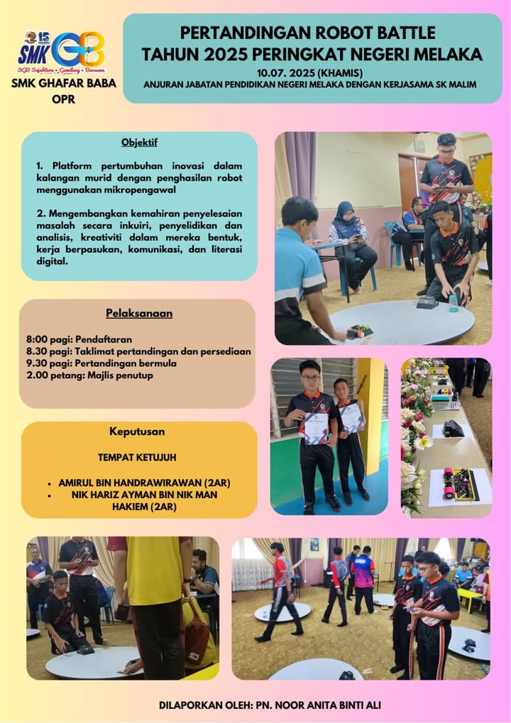 Tahniah Pasukan Robotik Sgb 