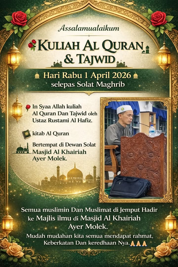 Kuliah Al Quran Dan Tajwid Malam Ni. 