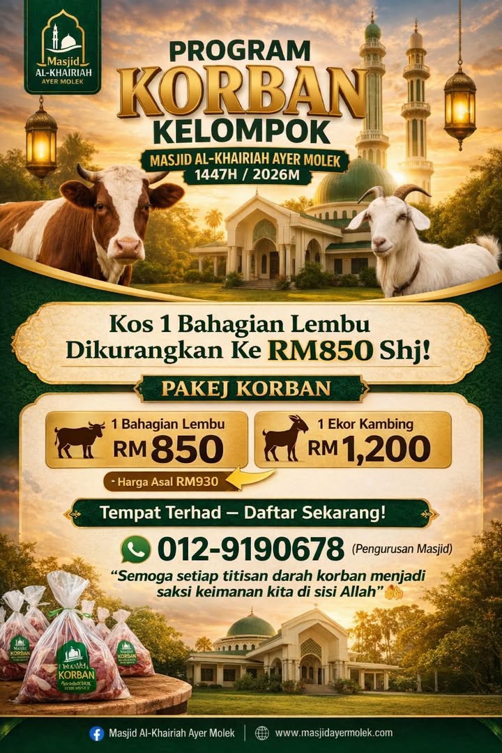 Kos 1 Bahagian Lembu Korban Di Masjid Al-khairiah 