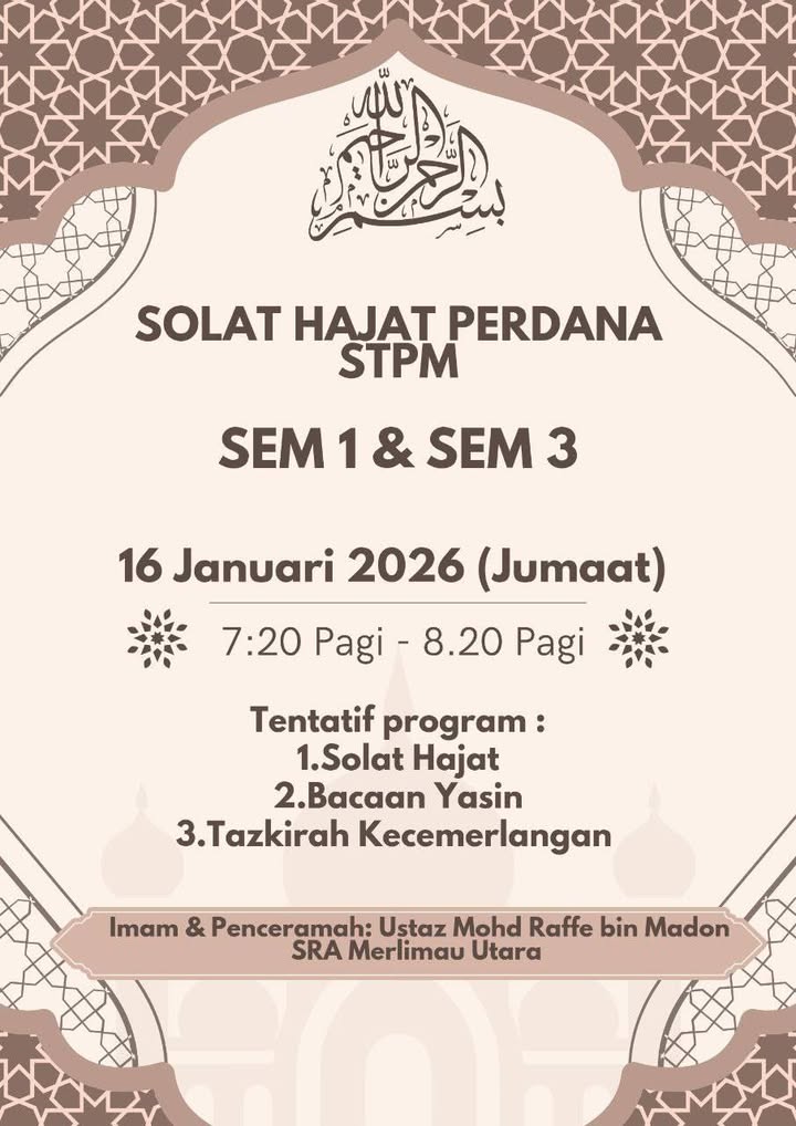 Majlis Solat Hajat Perdana Stpm & Penyampaian Zakat 