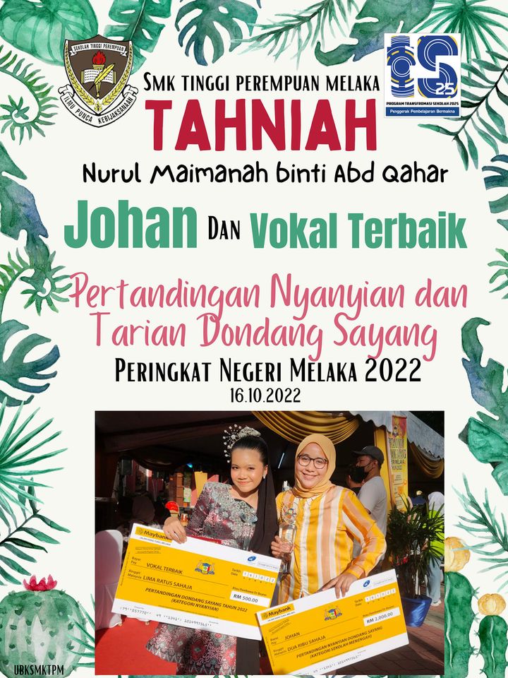 Tahniah Pihak Sekolah Sangat Berbangga Dengan Anda 